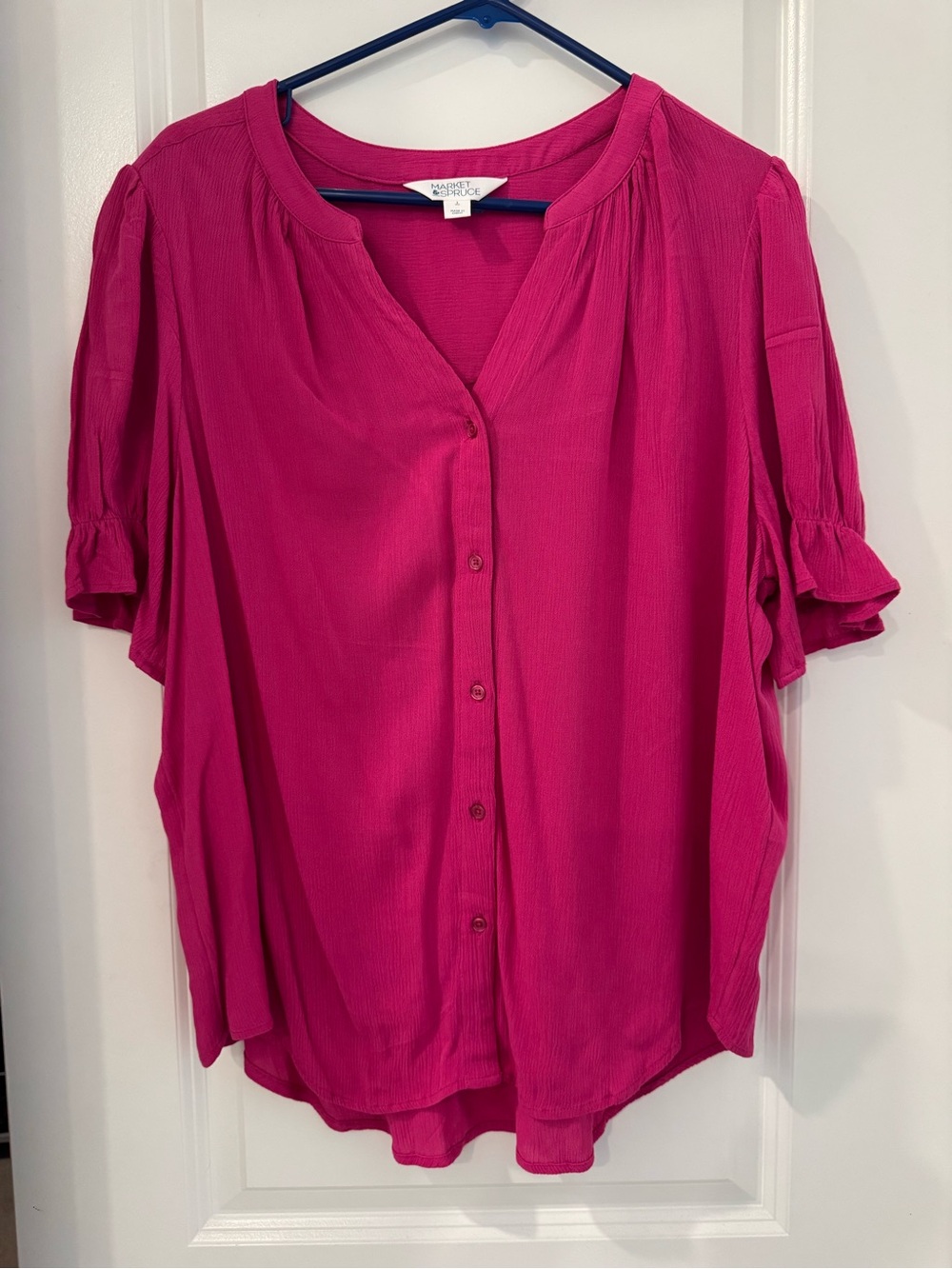 Market & Spruce Women's Fuchsia Button-Down Blouse